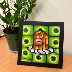 Pokémon Energy Card Mosaic – Diglett Design (Handmade, 8x8, Framed)